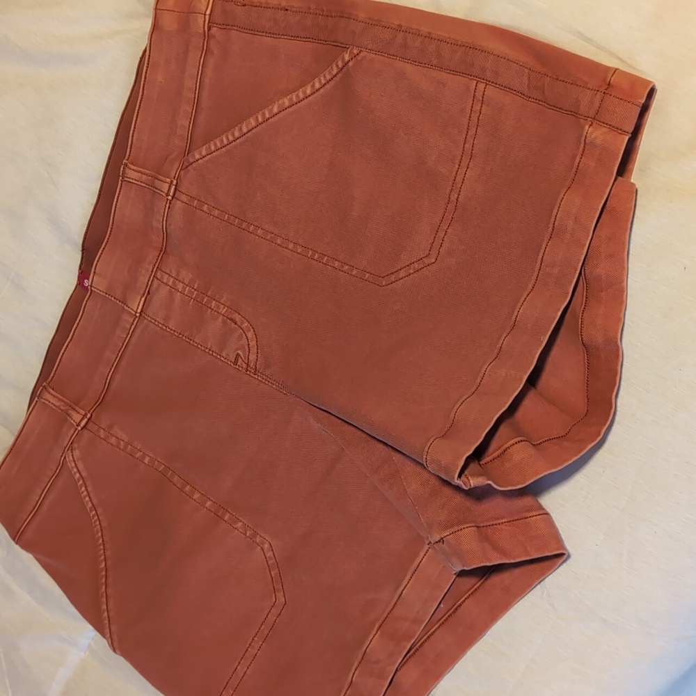Spanx Womens Medium Tummy Control Shorts Red Clay Color Stretch Waist Khaki - Picture 8 of 8